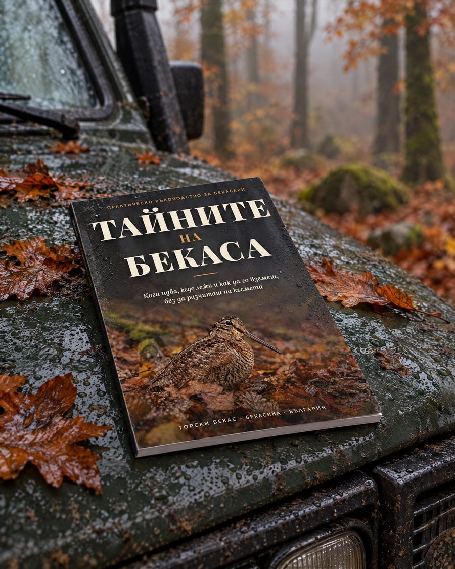 „Тайните на бекаса“ върху капака на джип в есенна гора